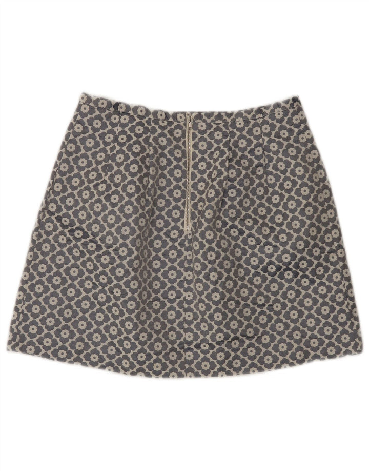 Oasis Damen Minirock UK 10 Small W28 Grau geblümtes Polyester
