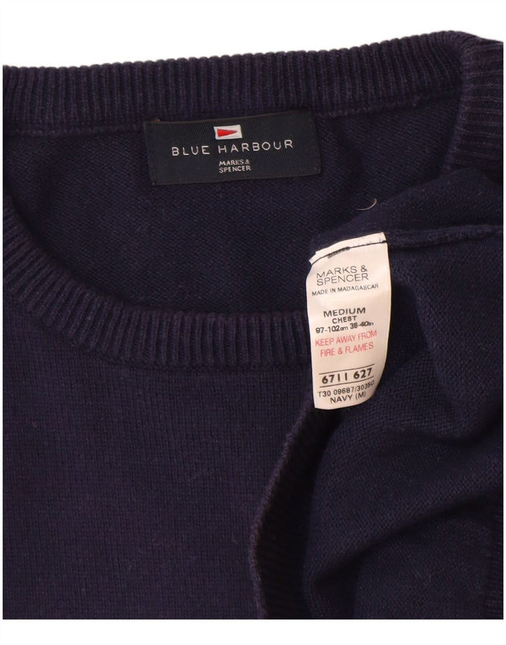 Marks & Spencer Herren Blauer Harbor-Pullover mit Rundhalsausschnitt Mittelmarineblau