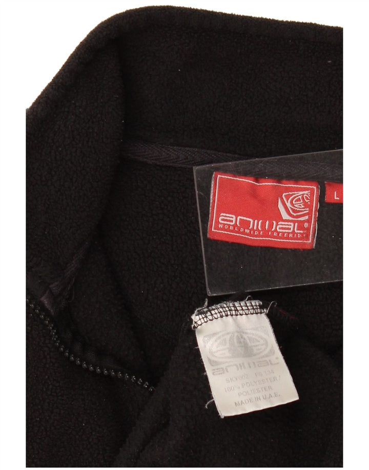 ANIMAL Herren-Fleecepullover mit Reißverschluss am Hals, groß, aus schwarzem Polyester