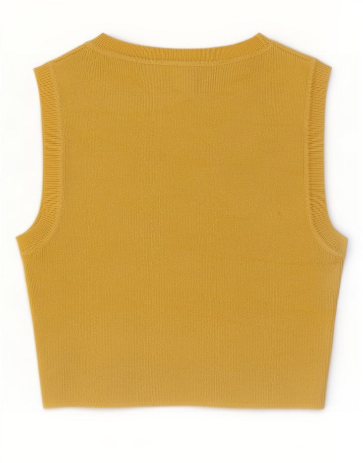 Zara Damen Crop Vest Top UK 12 Mittelgelbe Viskose