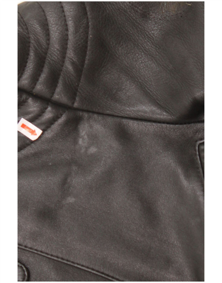 VINTAGE Damen Leder Bikerjacke UK 18 XL Schwarzes Leder