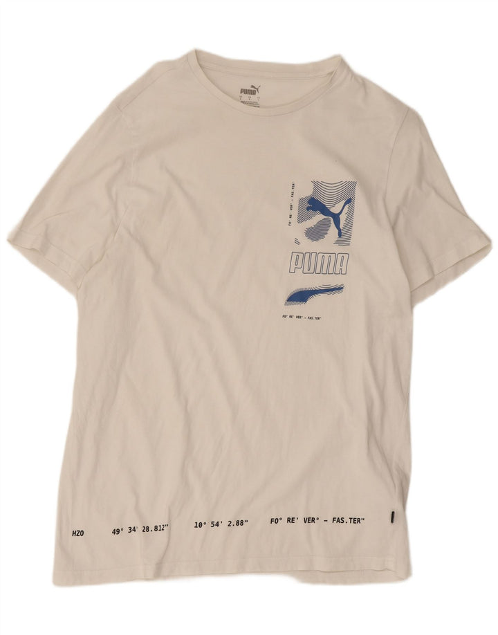 Puma Herren-T-Shirt mit Grafik, groß, aus weißer Baumwolle
