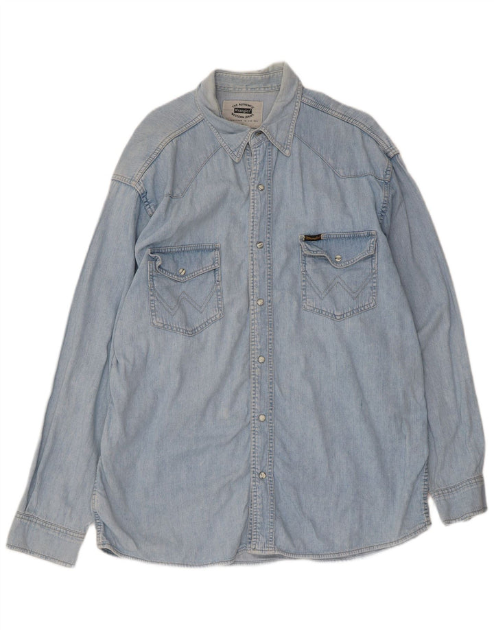 Wrangler Herren Jeanshemd XL, blaue Baumwolle