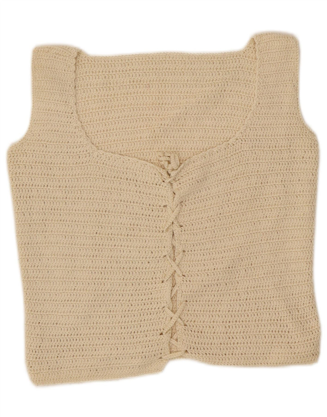 Vintage Damen Crop Top UK 10 Small Off White