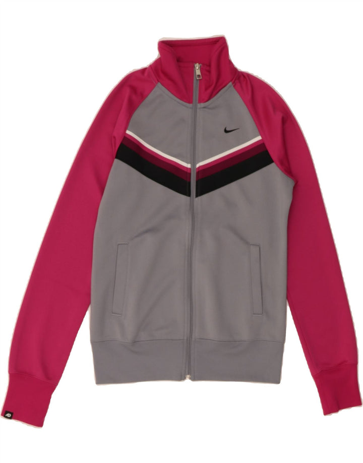 NIKE Womens Tracksuit Top Jacket UK 10 Small Grey Colourblock Vintage Nike and Second-Hand Nike from Messina Hembry 