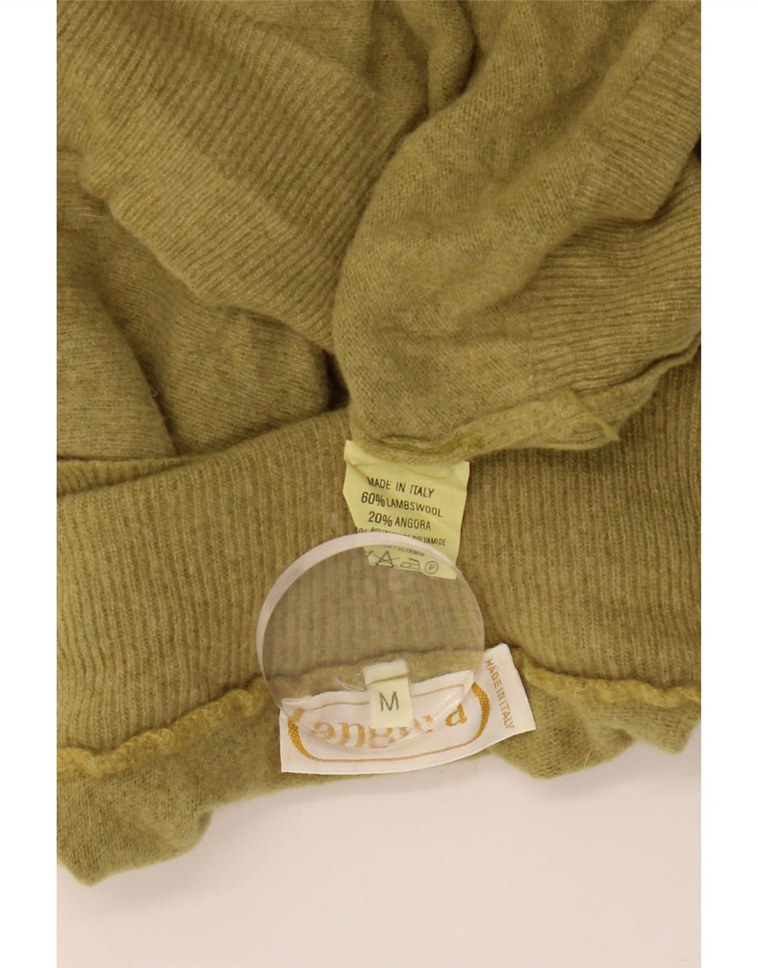 VINTAGE Rollkragenpullover für Damen, Gr. 14, mittlere Khaki-Lammwolle