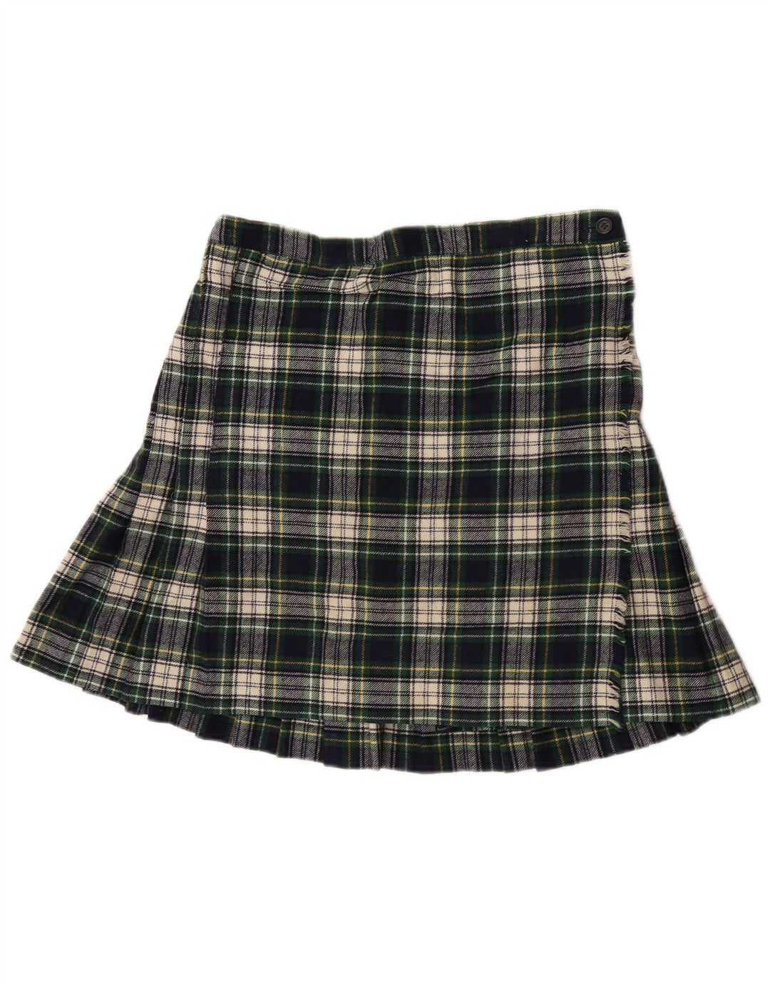 Vintage Damen Mini Wickelrock W28 Mittelgrün kariert