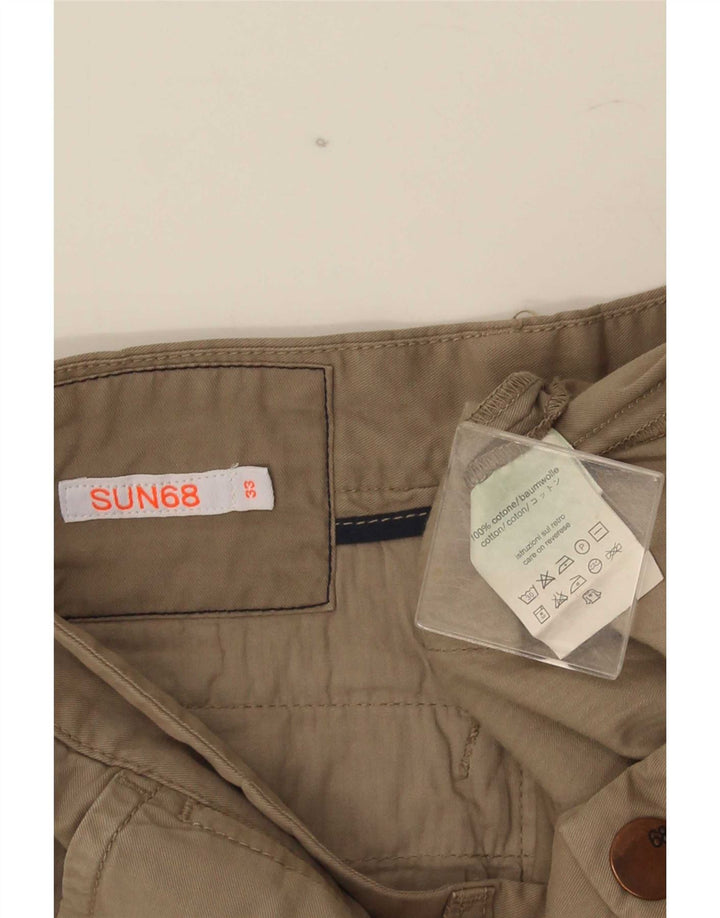 Sun68 Herren-Chinoshorts, normal, W33, mittelbeige, geblümte Baumwolle
