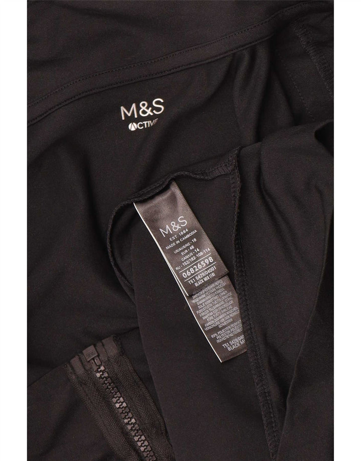 Marks & Spencer Damen-Trainingsanzugoberteil, Jacke, UK 18, XL, Schwarz, Farbblock