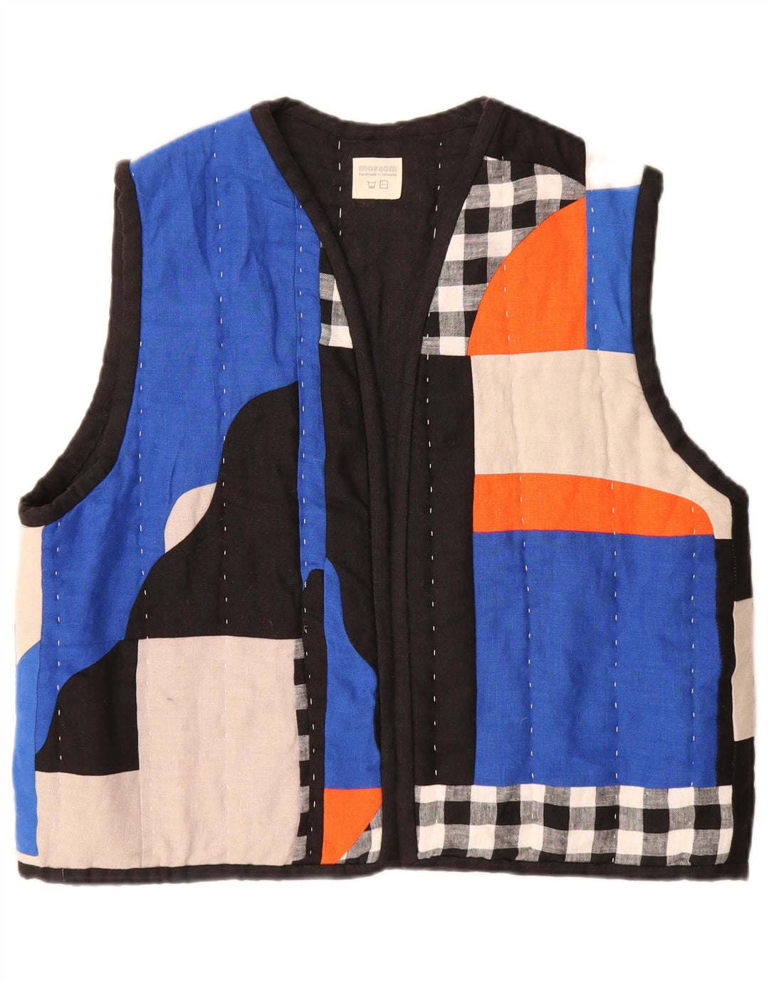 Mossom Damen Handgefertigte offene Steppweste UK 18 XL Mehrfarbiges Patchwork