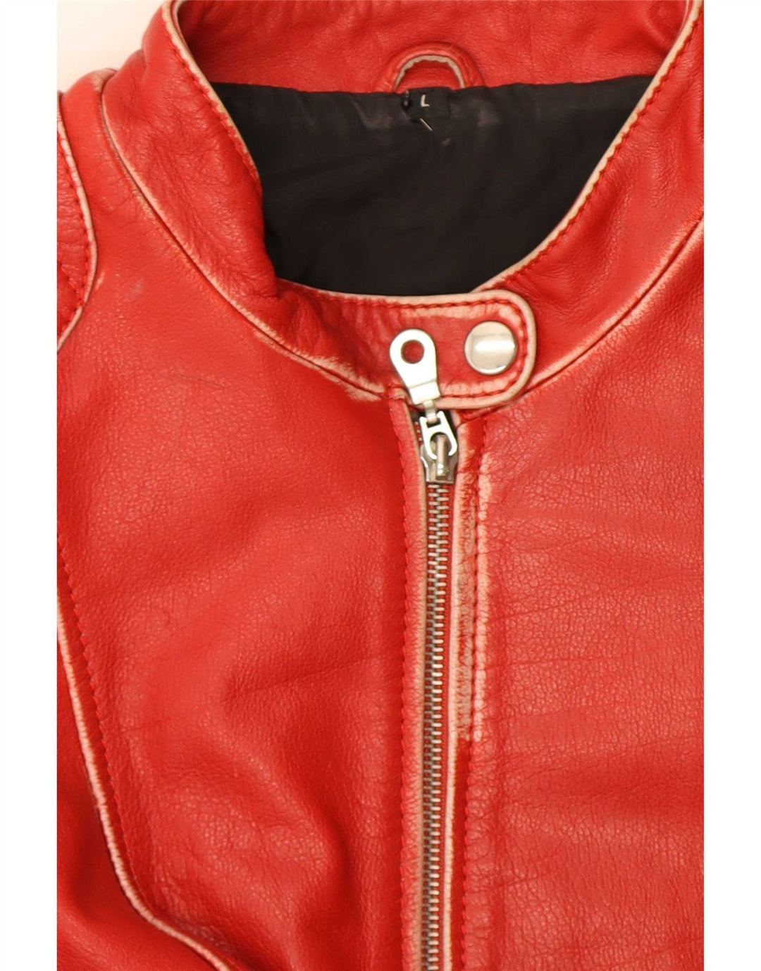 Gipsy Damen Leder-Racer-Jacke UK 14 Large Rot gestreift