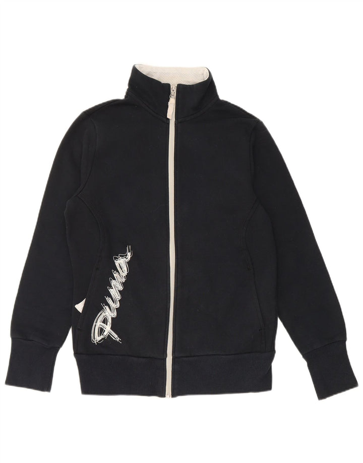 PUMA Womens Graphic Trainingsanzug Top Jacke UK 12 Medium Schwarz Baumwolle
