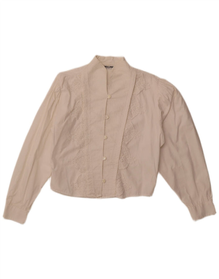 Enara Camice Damen Crop Shirt Bluse UK 14 Mittelweiße Baumwolle