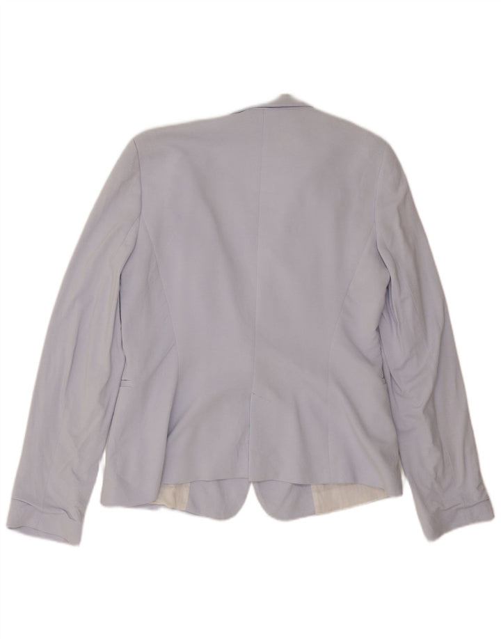 Zara Damen 1-Knopf-Blazerjacke UK 14 Große blaue Viskose