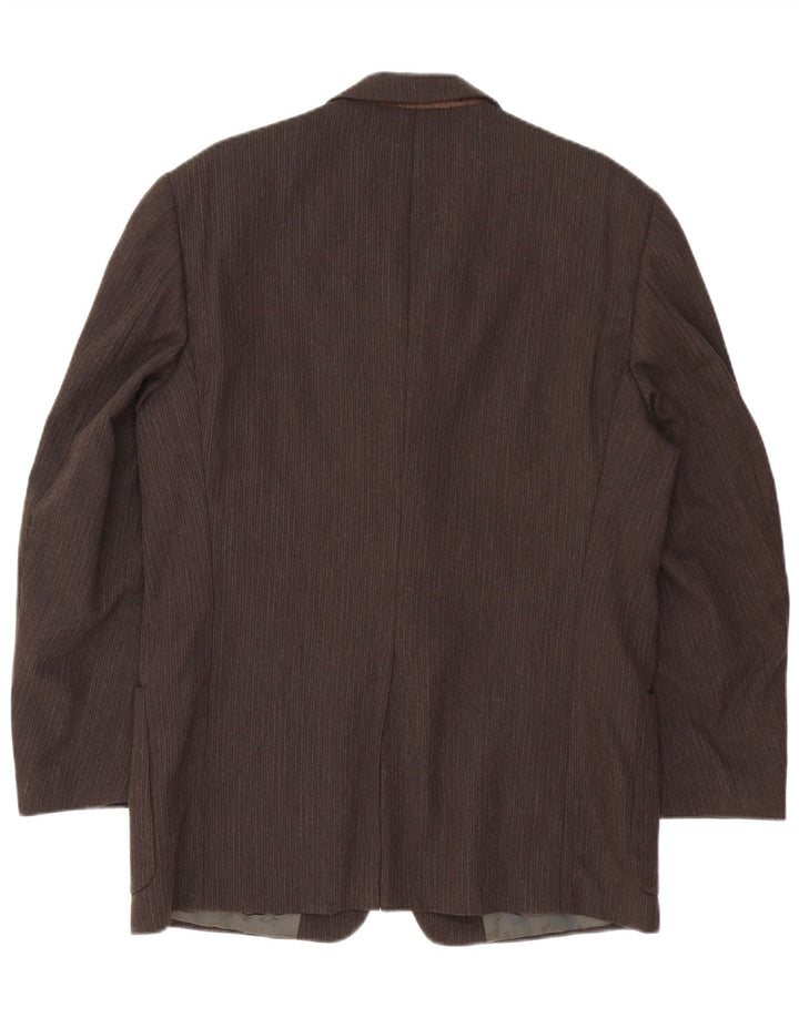 Trussardi Herren-Blazer mit 3 Knöpfen, IT 50, groß, braunes Nadelstreifen-Acetat