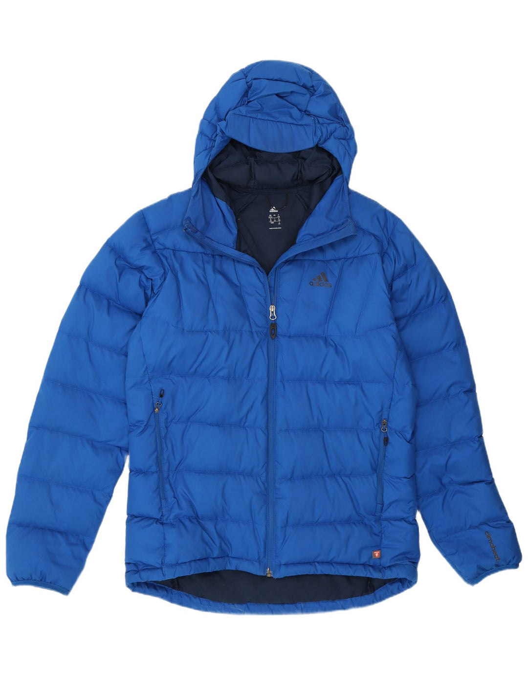 Adidas Herren-Jacke mit Kapuze, gepolstert, Größe 42/44, groß, blau, Polyester