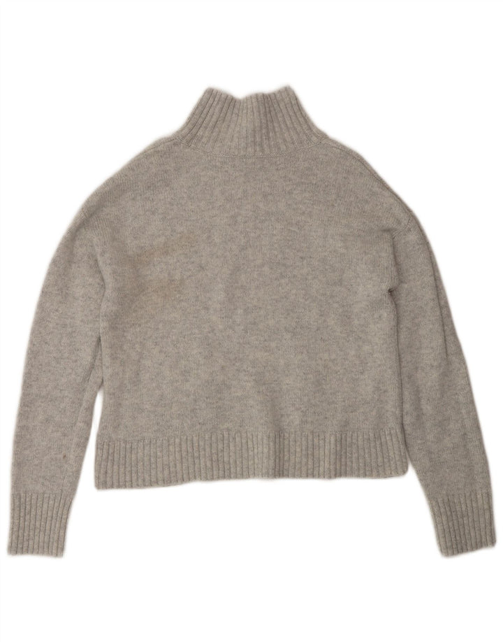 Hobbs Damen Crop Rollkragenpullover Pullover UK 14 Mittelgraue Wolle