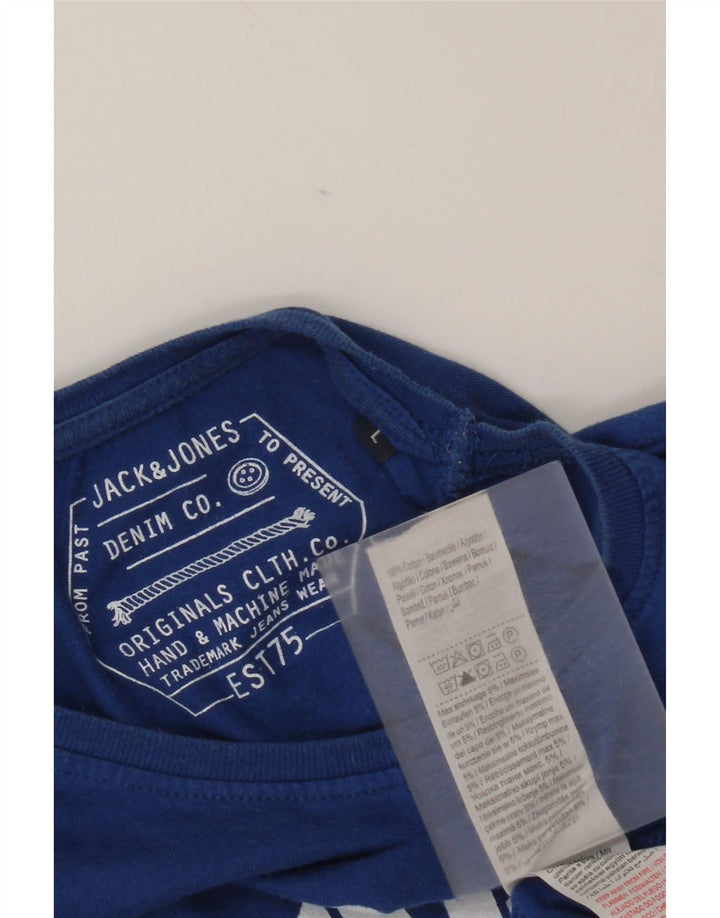 Jack & Jones Herren-Grafik-Oberteil, langärmelig, groß, aus blauer Baumwolle