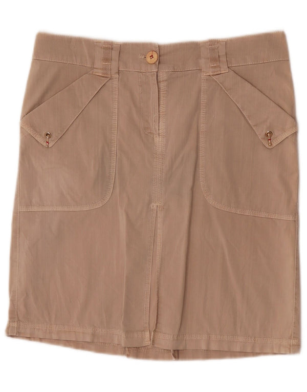 Trussardi Jeans Gerader Damenrock IT 44 Medium W30 Beige Baumwolle