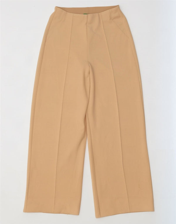 Benetton Damen-Freizeithose mit weitem Bein, Größe S, W26, L30, Beige, Polyester