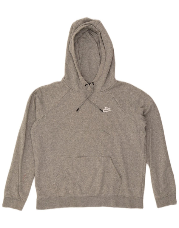 Nike Damen Kapuzenpullover UK 14 Mittelgrau gefleckte Baumwolle