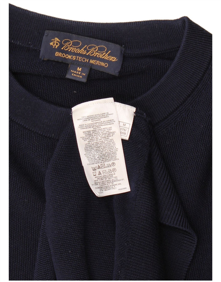 BROOKS BROTHERS Herren-Pullover mit Rundhalsausschnitt, mittelmarineblaue Merinowolle