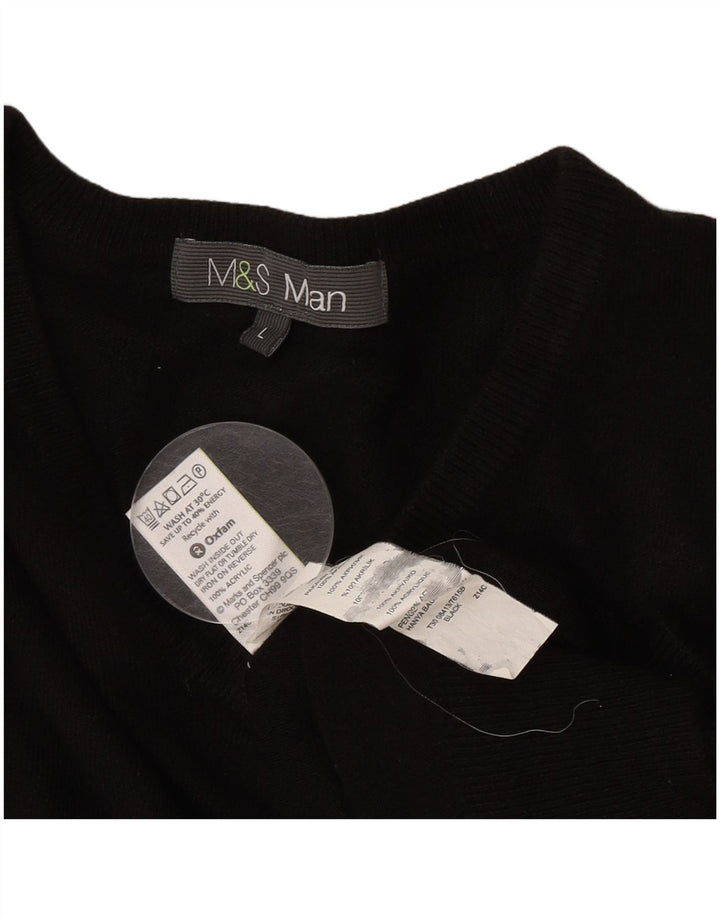 Marks & Spencer Herren-Pullover mit V-Ausschnitt, groß, Acryl, Schwarz
