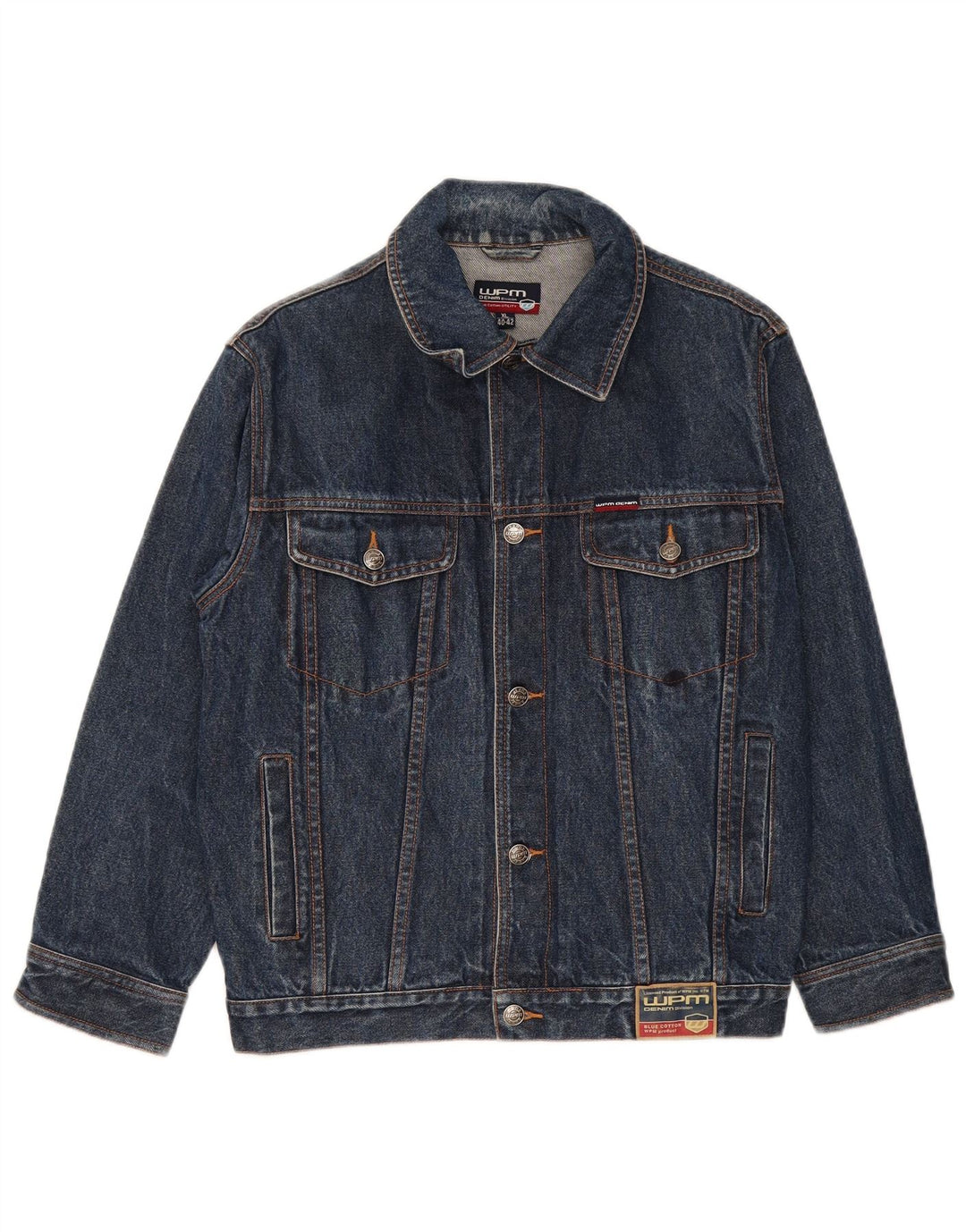 WPM Herren Jeansjacke UK 42 XL Blaue Baumwolle