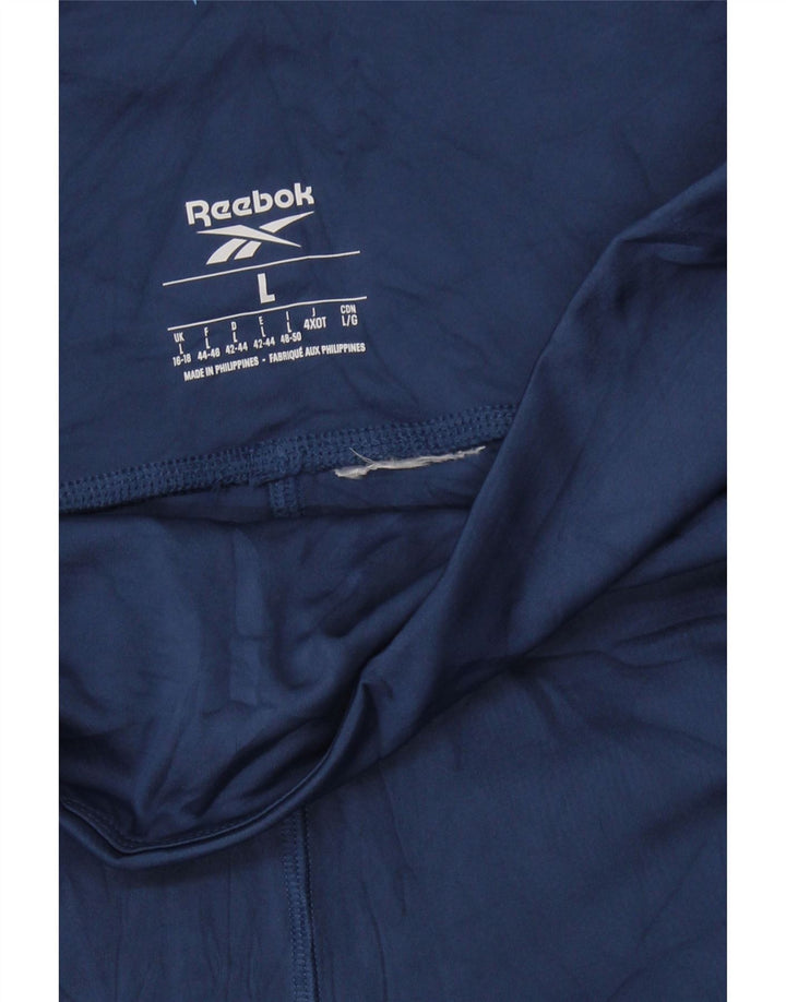 REEBOK Womens Leggings UK 16/18 Large Navy Blue Colourblock Vintage Reebok and Second-Hand Reebok from Messina Hembry 