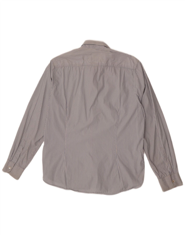 Ted Baker Herrenhemd, Größe 5 XL, blaue Nadelstreifen-Baumwolle