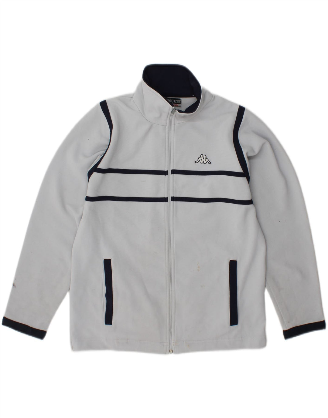 KAPPA Damen-Trainingsanzug-Top-Jacke UK 14 Mittelgraues Colourblock-Polyester