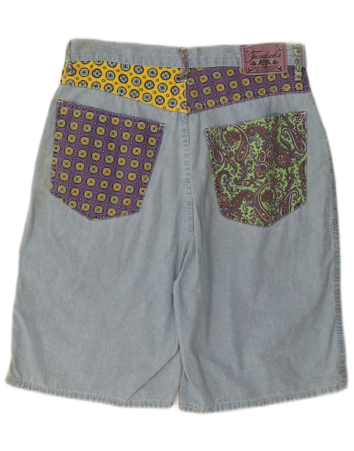 Fordocks Herren-Bermudashorts IT 46 Small W30 Blaue Patchwork-Baumwolle