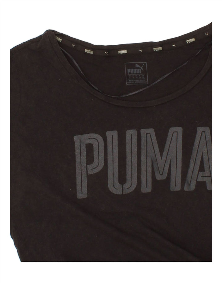 PUMA Womens Oversized Graphic T-Shirt Top UK 10 Small  Black Cotton Vintage Puma and Second-Hand Puma from Messina Hembry 