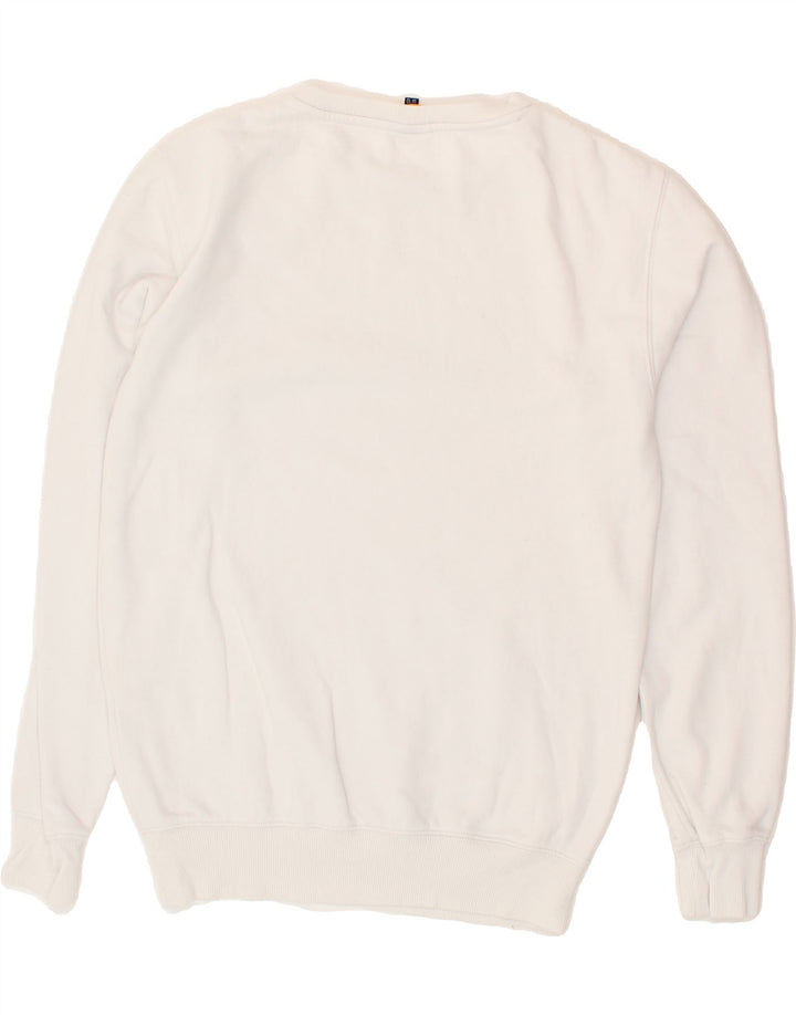 ELLESSE Womens Oversized Graphic Sweatshirt Jumper UK 10 Small White Vintage Ellesse and Second-Hand Ellesse from Messina Hembry 