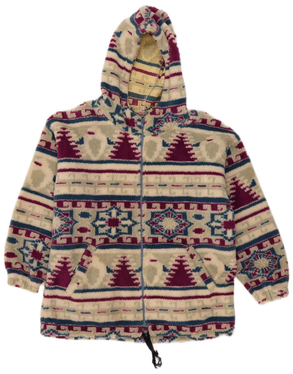 Vintage Damen Kapuzen-Fleecejacke UK 18 XL Mehrfarbig Fair Isle