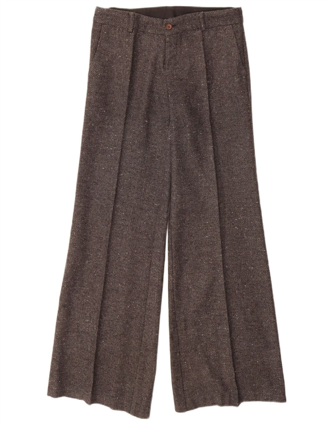 VINTAGE Damen Freizeithose IT 40 Small W28 L32 Graues Fischgrätenmuster