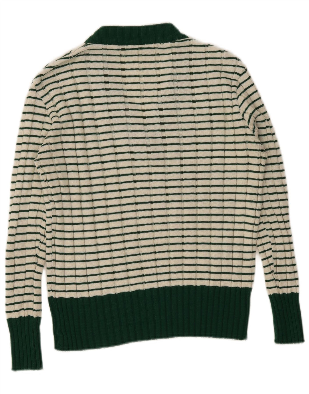 Vintage Damen Pullover mit V-Ausschnitt IT 42 Mittelgrün gestreift