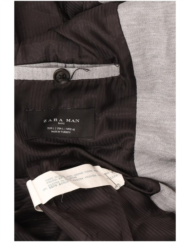 Zara Herren 2-Knopf-Blazerjacke UK 40 Large Grau