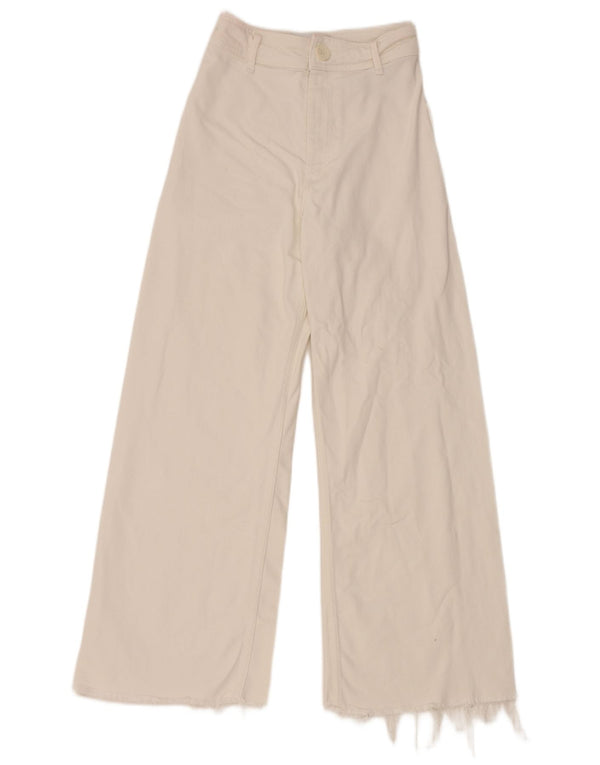 Zara Damen-Jeans mit weitem Bein und geradem Bein, EU 34, 2XS, W24, L27, weiße Baumwolle