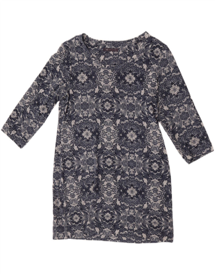 Marks & Spencer Damen-Tunika-Oberteil mit 3/4-Ärmeln, UK-Größe 44, Mittelgrau mit Blumenmuster