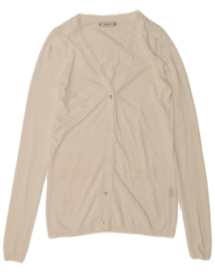 Zara Damen-Cardigan-Pullover UK 10 Small Weiß