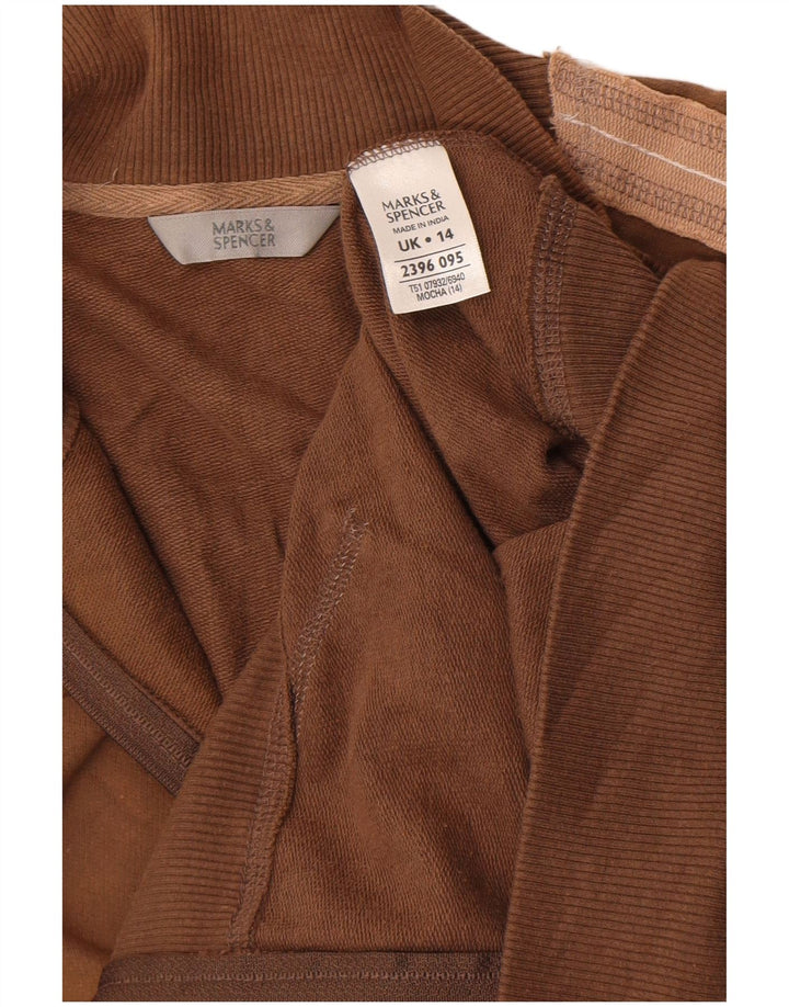 Marks & Spencer Damen-Trainingsanzug-Top-Jacke, UK 14, Größe L, Braun, Farbblock