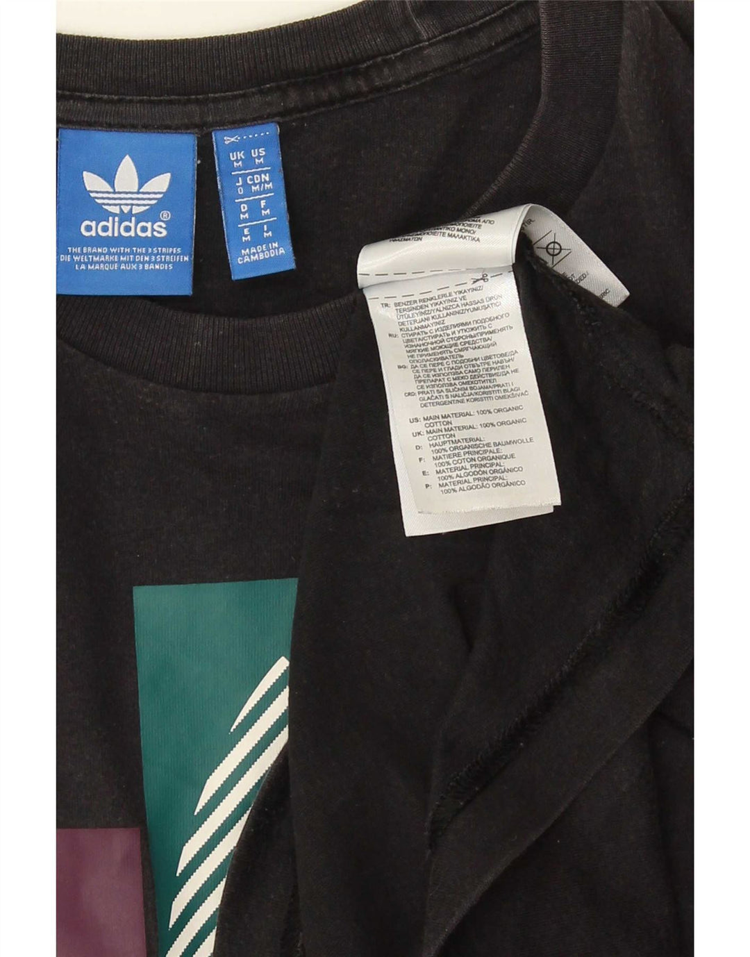 Adidas Herren Grafik T-Shirt Top Medium Schwarz Baumwolle