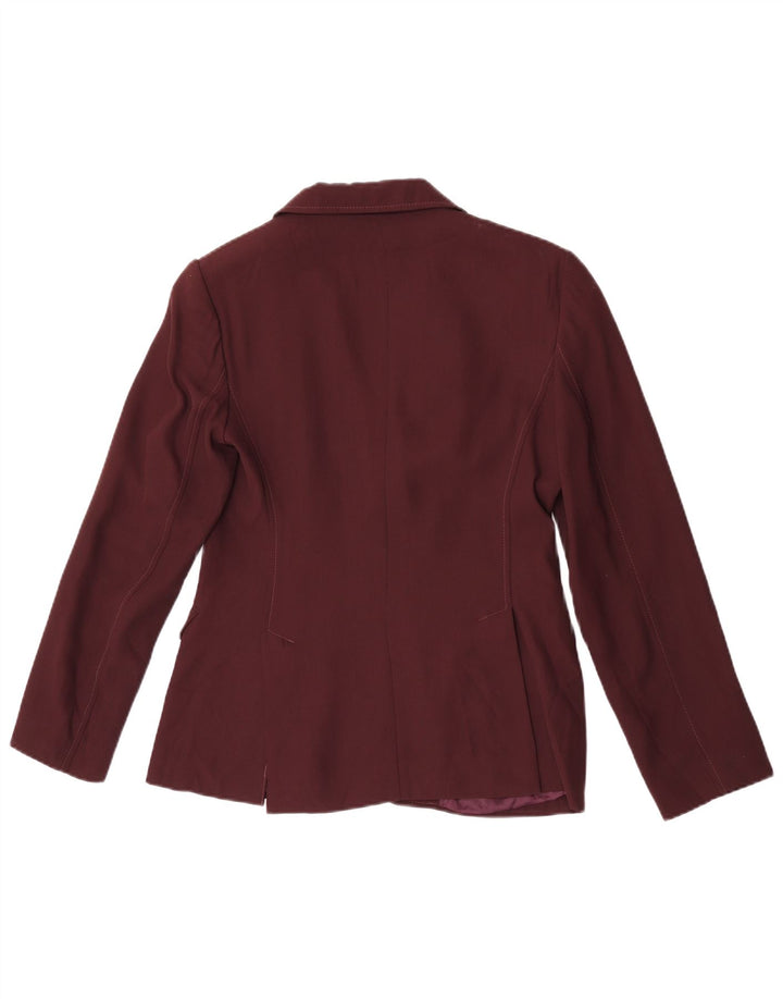 Benetton Damen-Blazerjacke mit 2 Knöpfen, IT 42, mittlere bordeauxrote Viskose