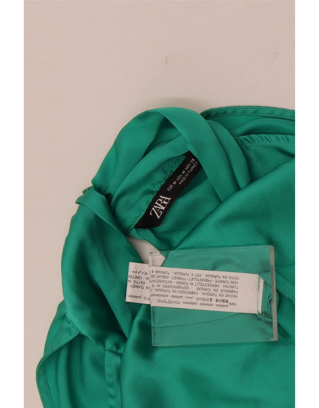 Zara Damen Ärmelloses Crop-Blusenoberteil UK 14 Mittelgrünes Polyester