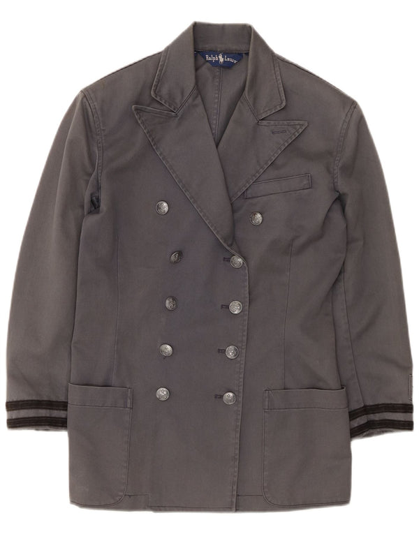 Ralph Lauren Damen Zweireihiger Mantel US 4 Small Graue Baumwolle