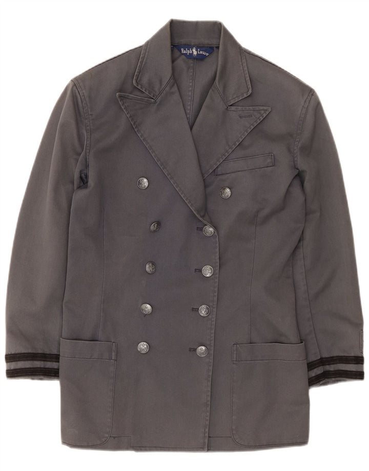 Ralph Lauren Damen Zweireihiger Mantel US 4 Small Graue Baumwolle