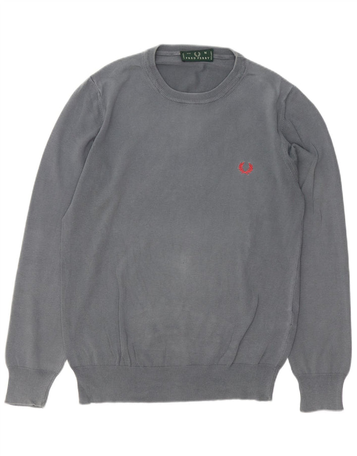 FRED PERRY Herren-Pullover mit Rundhalsausschnitt, mittelgraue Baumwolle