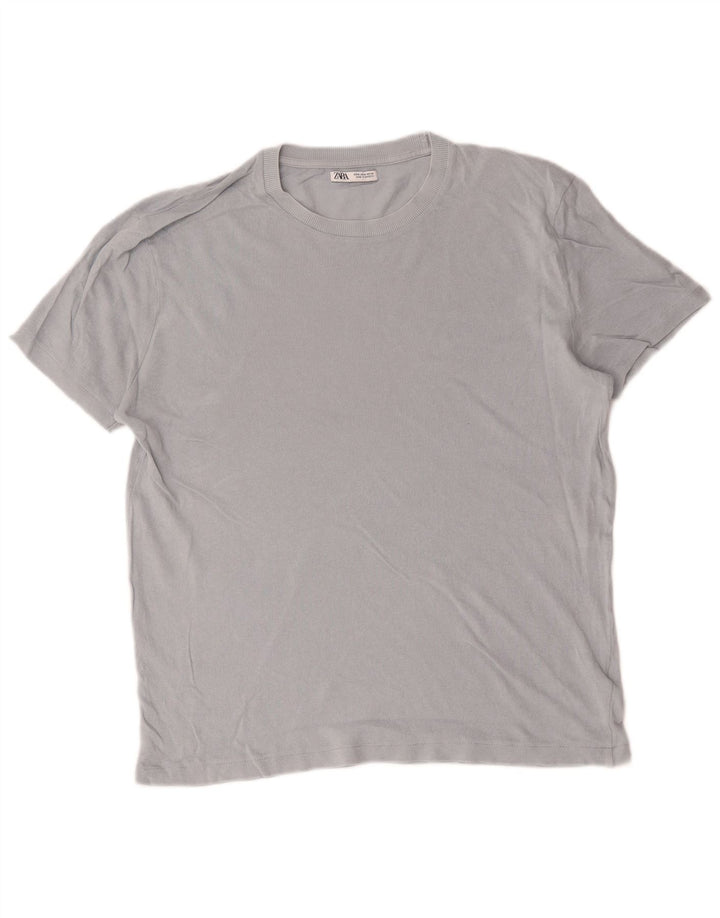 Zara Herren T-Shirt Top mittelgraue Baumwolle