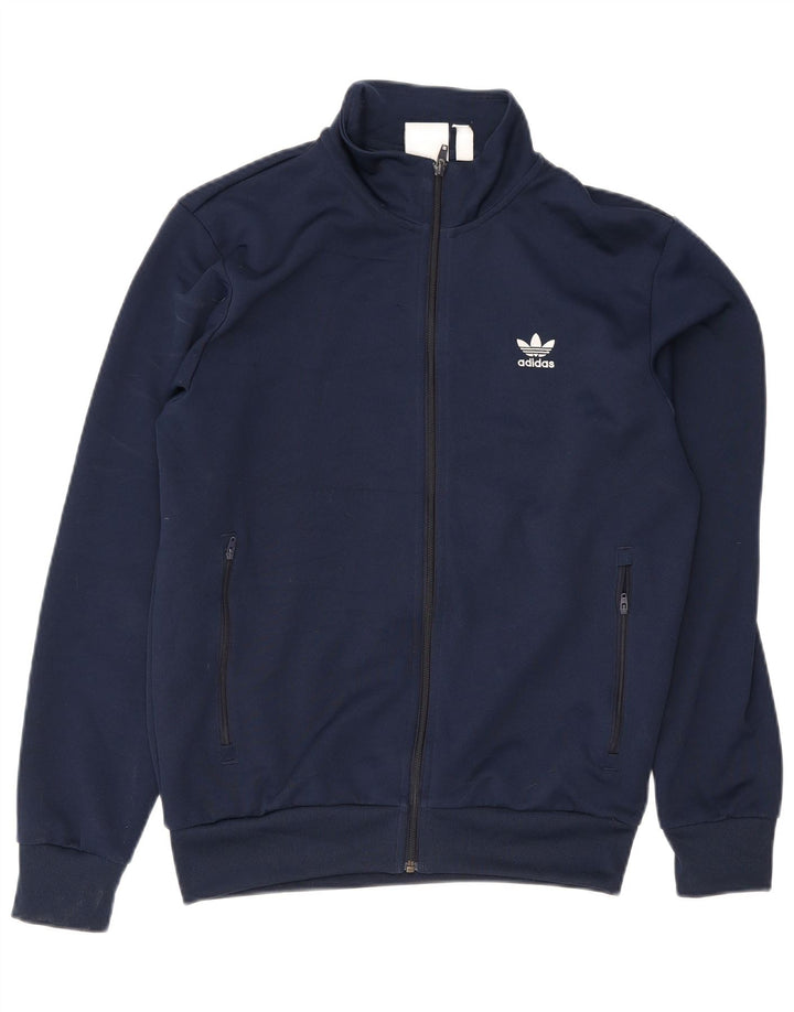 Adidas Herren-Trainingsanzug-Top-Jacke aus mittelmarineblauem Polyester